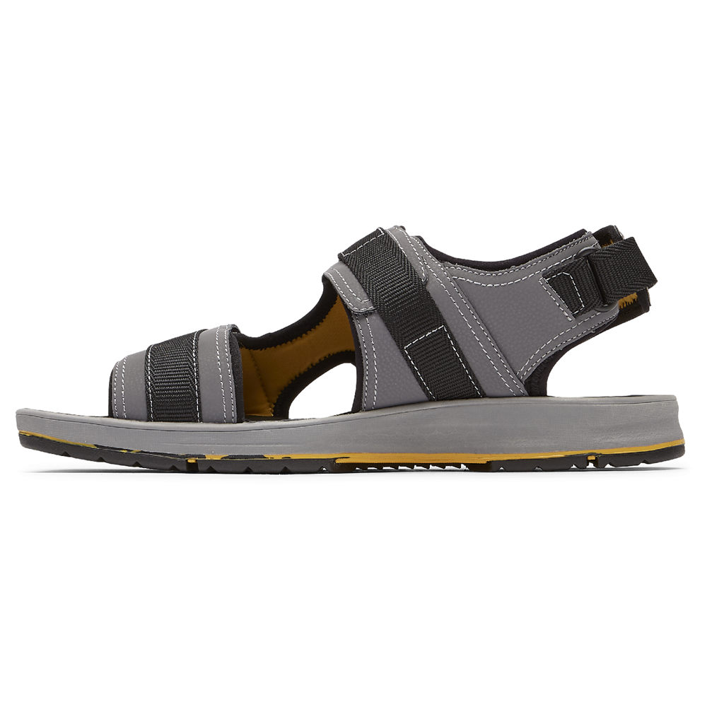 Rockport Mens Sandals Grey - Lucky Bay Sport 3 Strap - UK 372-NBJMCG